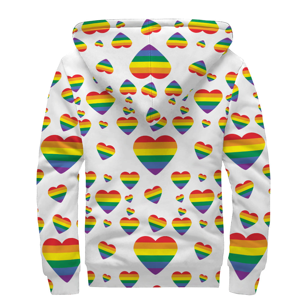 Rainbow Heart Sherpa Lined Zip Up Hoodie for Groovy Hippies - 2