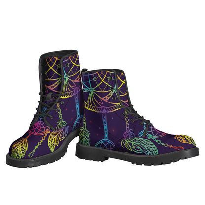 Rainbow Native Dream Catcher Printed Leather Boots for Hippie Fashionistas - 3