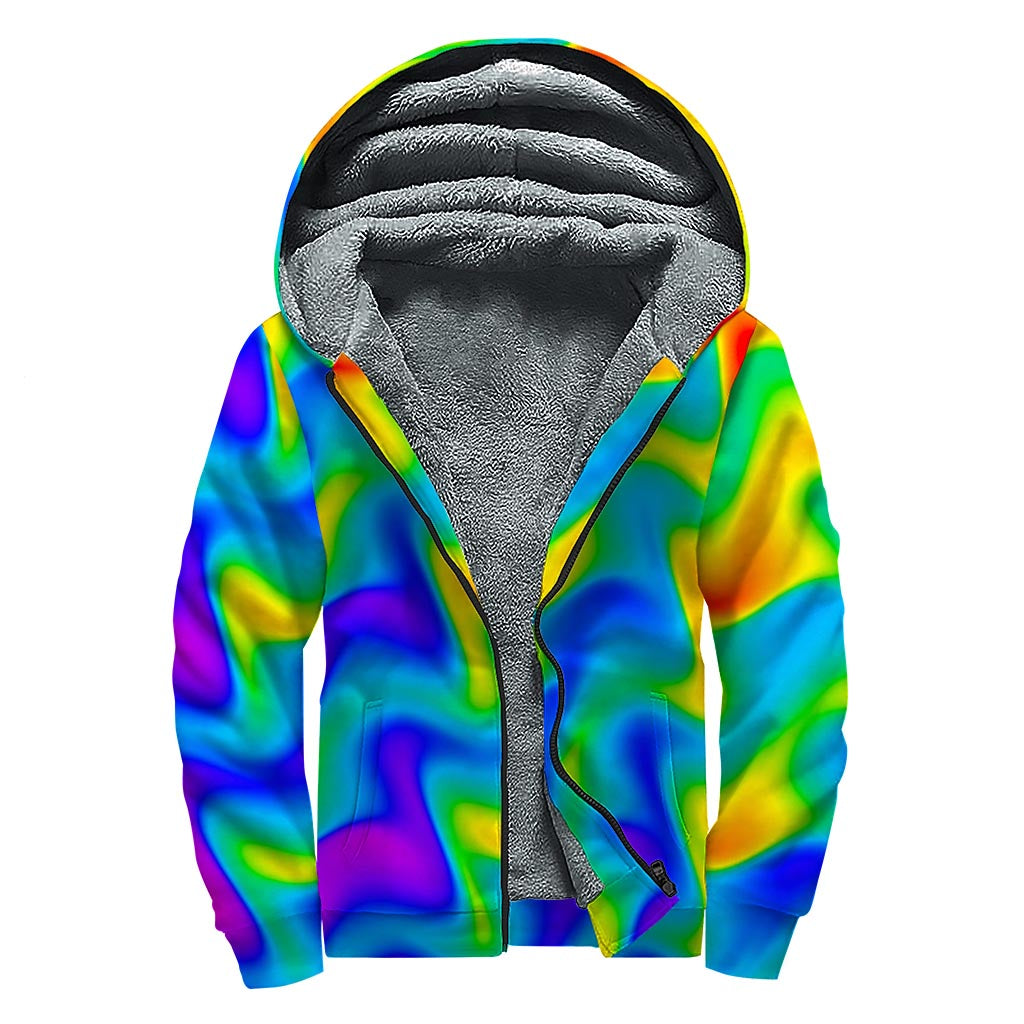 Rainbow Psychedelic Trip Sherpa Zip Hoodie: Embrace Your Inner Hippie Vibes - 1