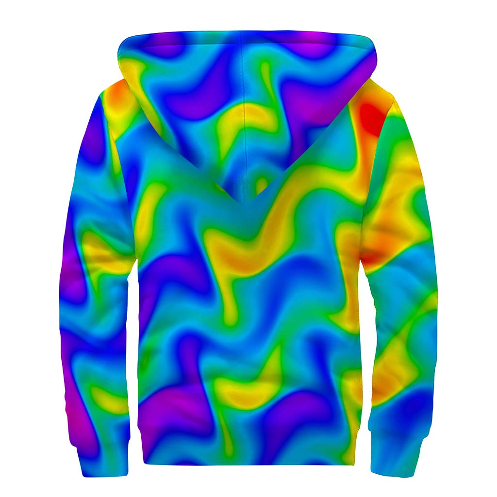 Rainbow Psychedelic Trip Sherpa Zip Hoodie: Embrace Your Inner Hippie Vibes - 2