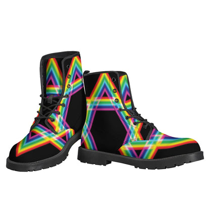 Groovy Rainbow Star of David Leather Boots for the Free-Spirited Hippie - 3