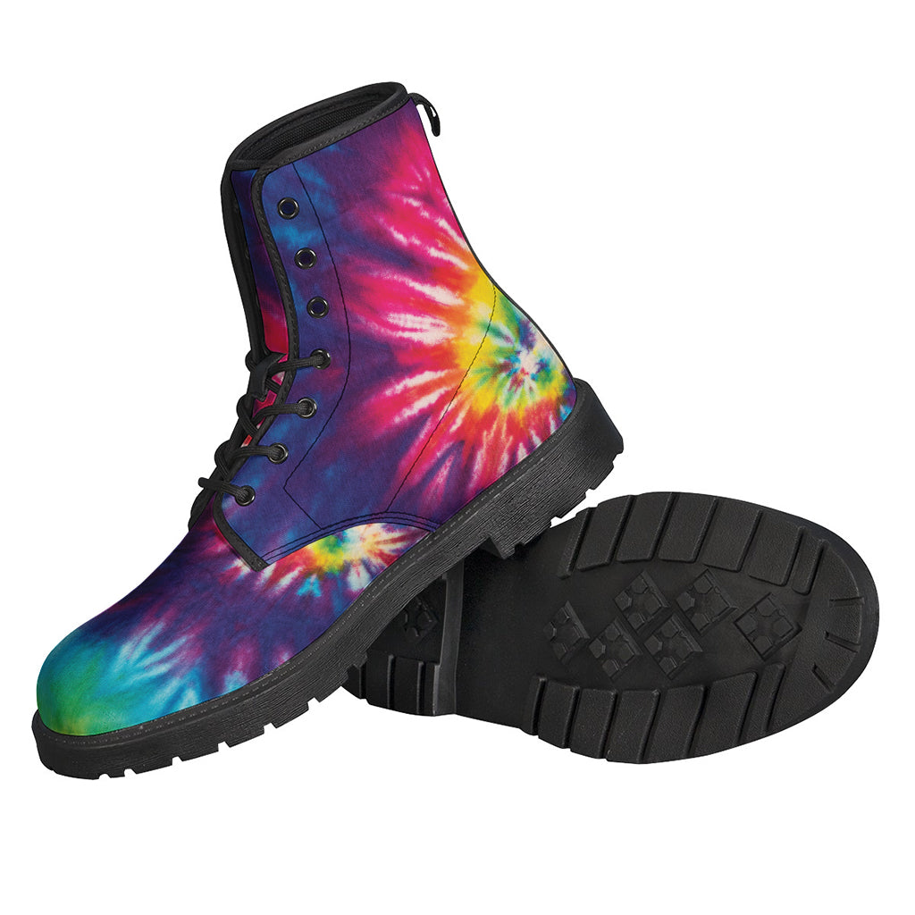 Step Out in Style: Rainbow Tie-Dye Leather Lightweight Boots for the Fashionable Hippie - 2