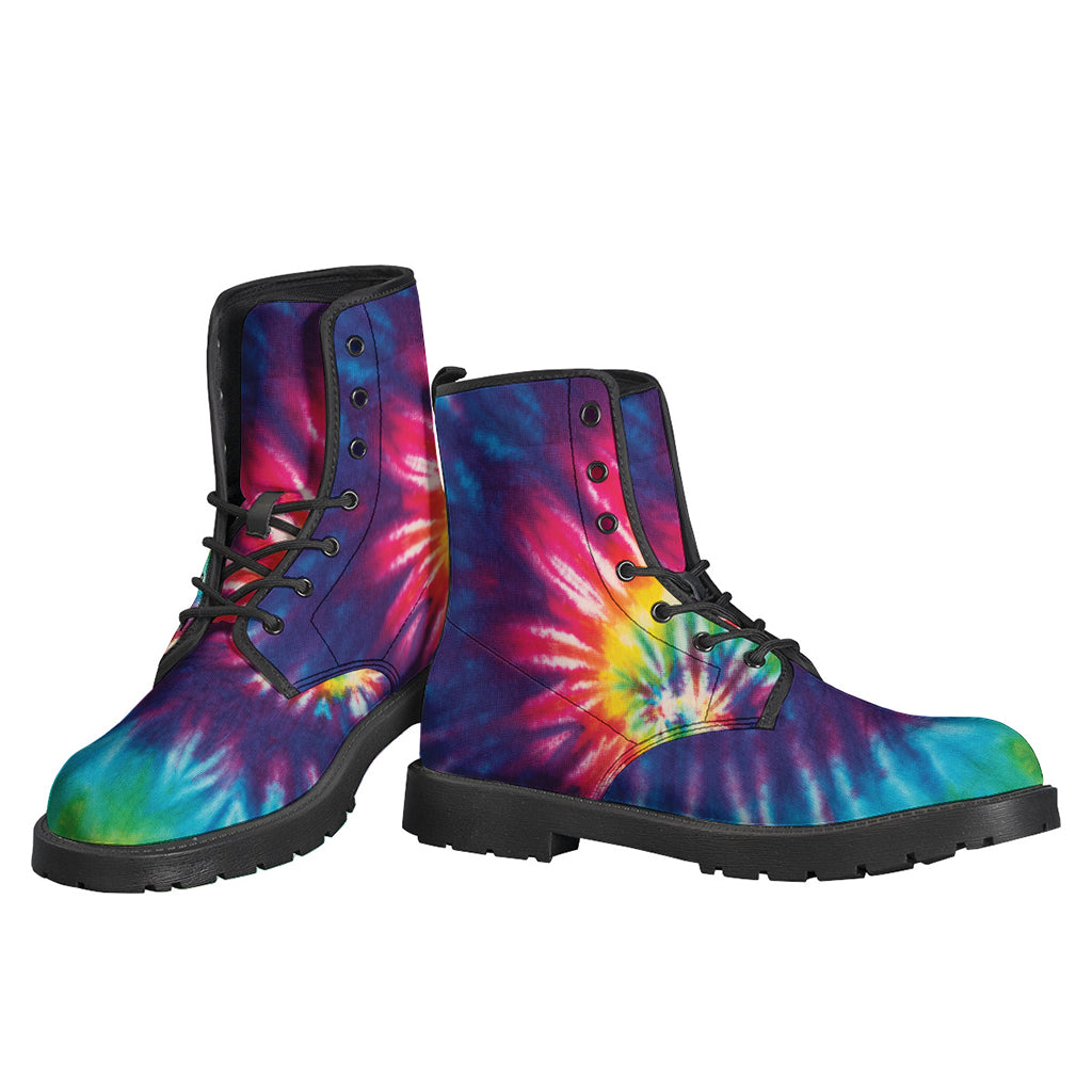 Step Out in Style: Rainbow Tie-Dye Leather Lightweight Boots for the Fashionable Hippie - 3