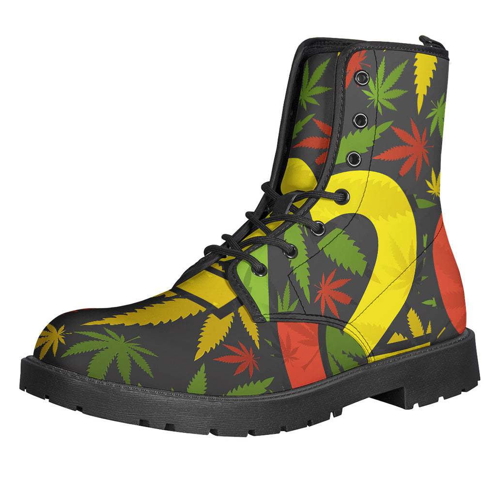 Rasta 420 Print Leather Boots: Stylish and Lightweight for the Modern Hippie - 1