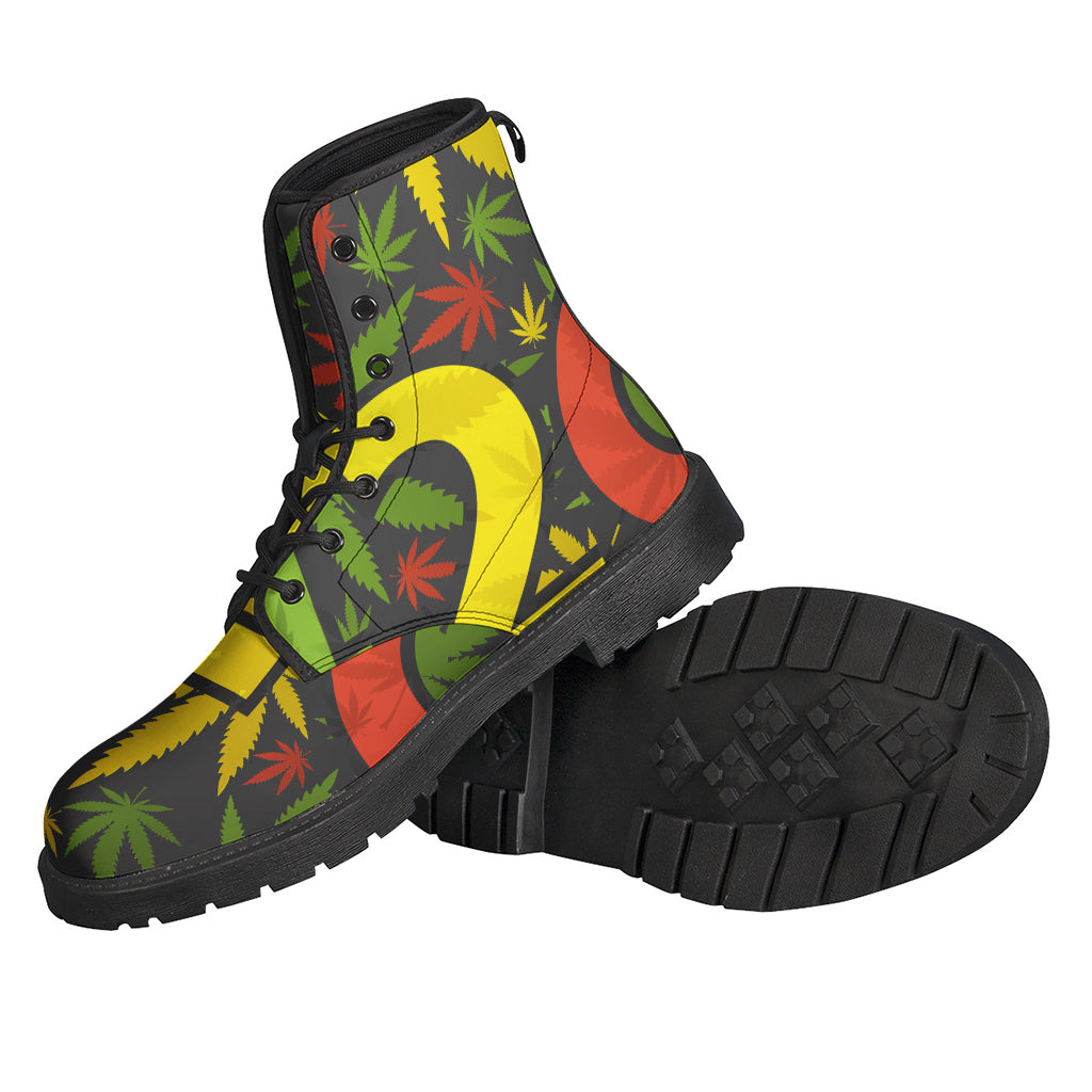 Rasta 420 Print Leather Boots: Stylish and Lightweight for the Modern Hippie - 2