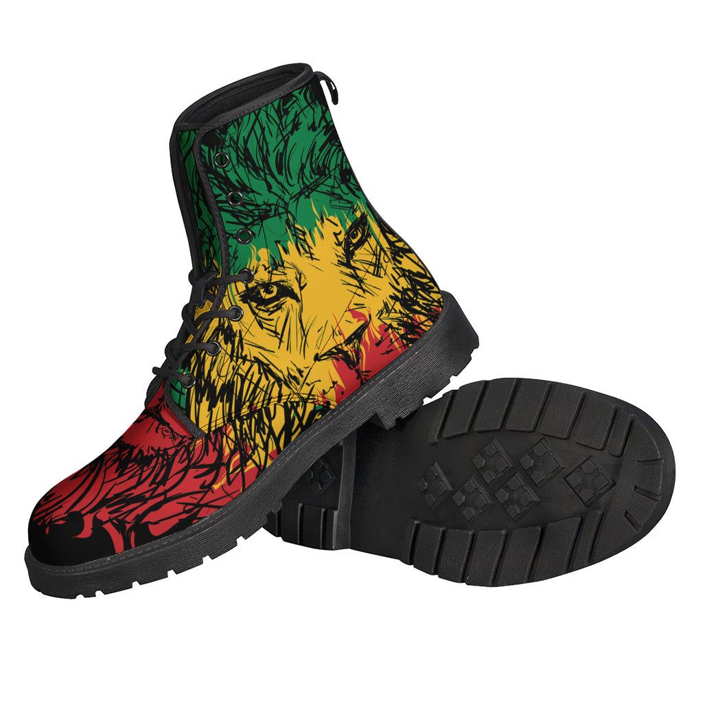 Rasta Lion Print Leather Boots for the Free-Spirited Hippie - 2