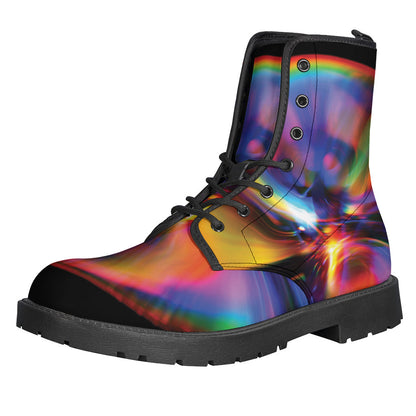 Groovy Bubble Print Leather Boots for the Free-Spirited Hippie - 1