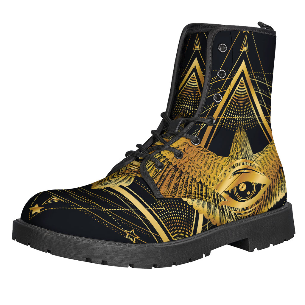 Step Out in Style: The Raven Masonic Eye Leather Lightweight Boots for Modern Hippies - 1