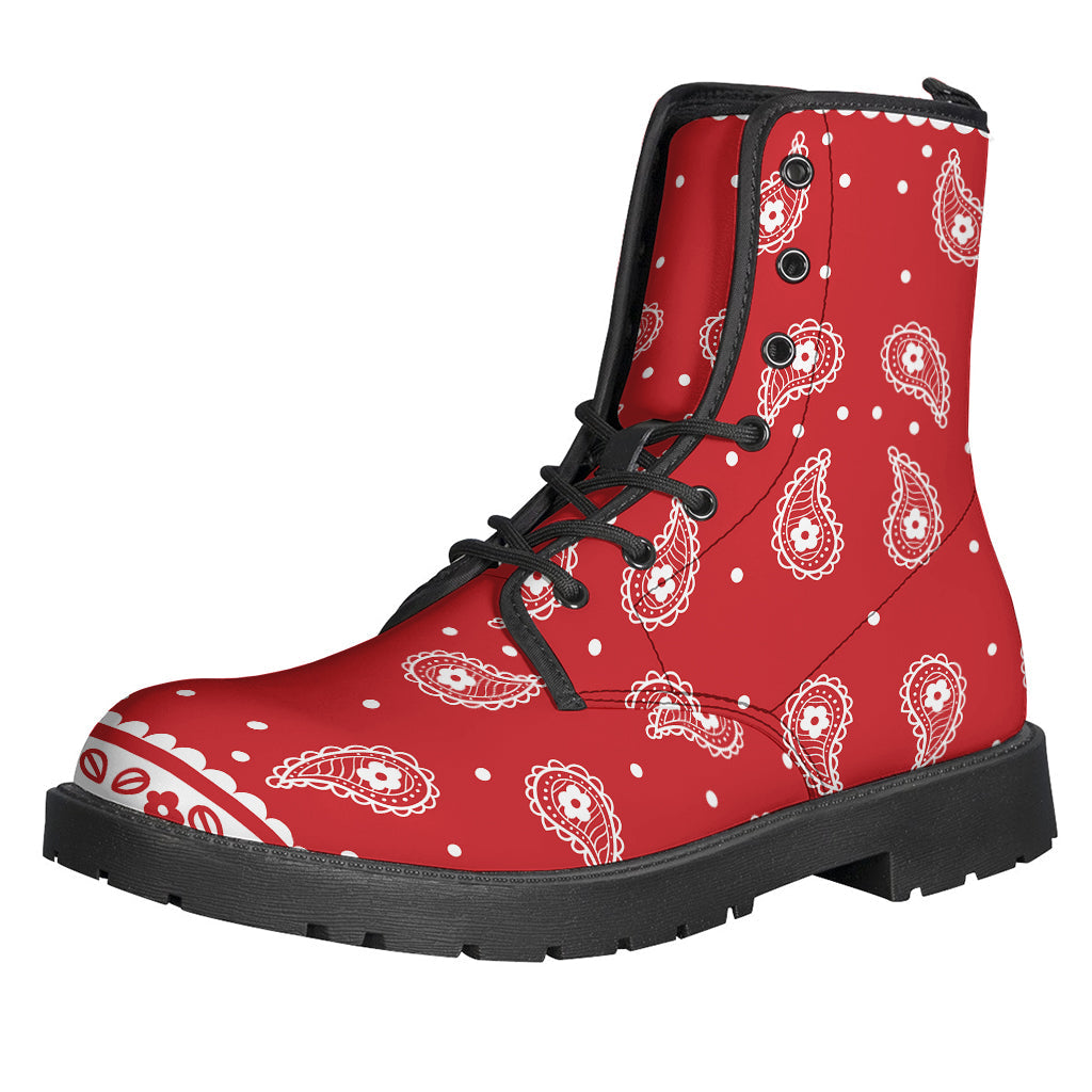 Paisley Bandana Print Leather Boots for the Modern Hippie - 1