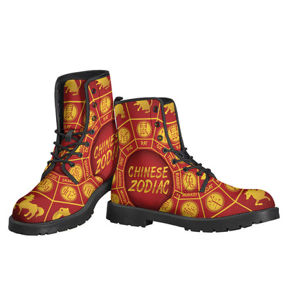 Chinese Zodiac Printed Leather Boots for the Free-Spirited Hippie - 3