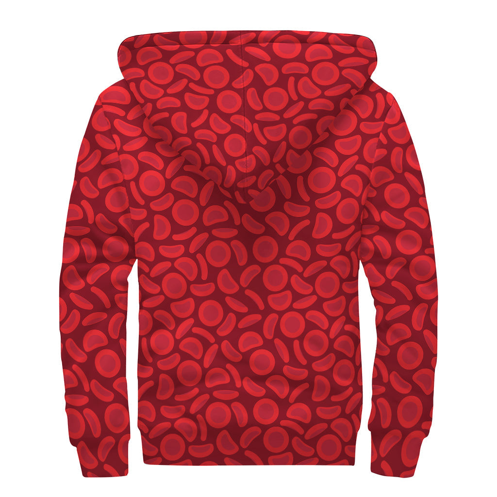 Flowing Freedom: Red Blood Cells Sherpa Lined Zip Up Hoodie - 2