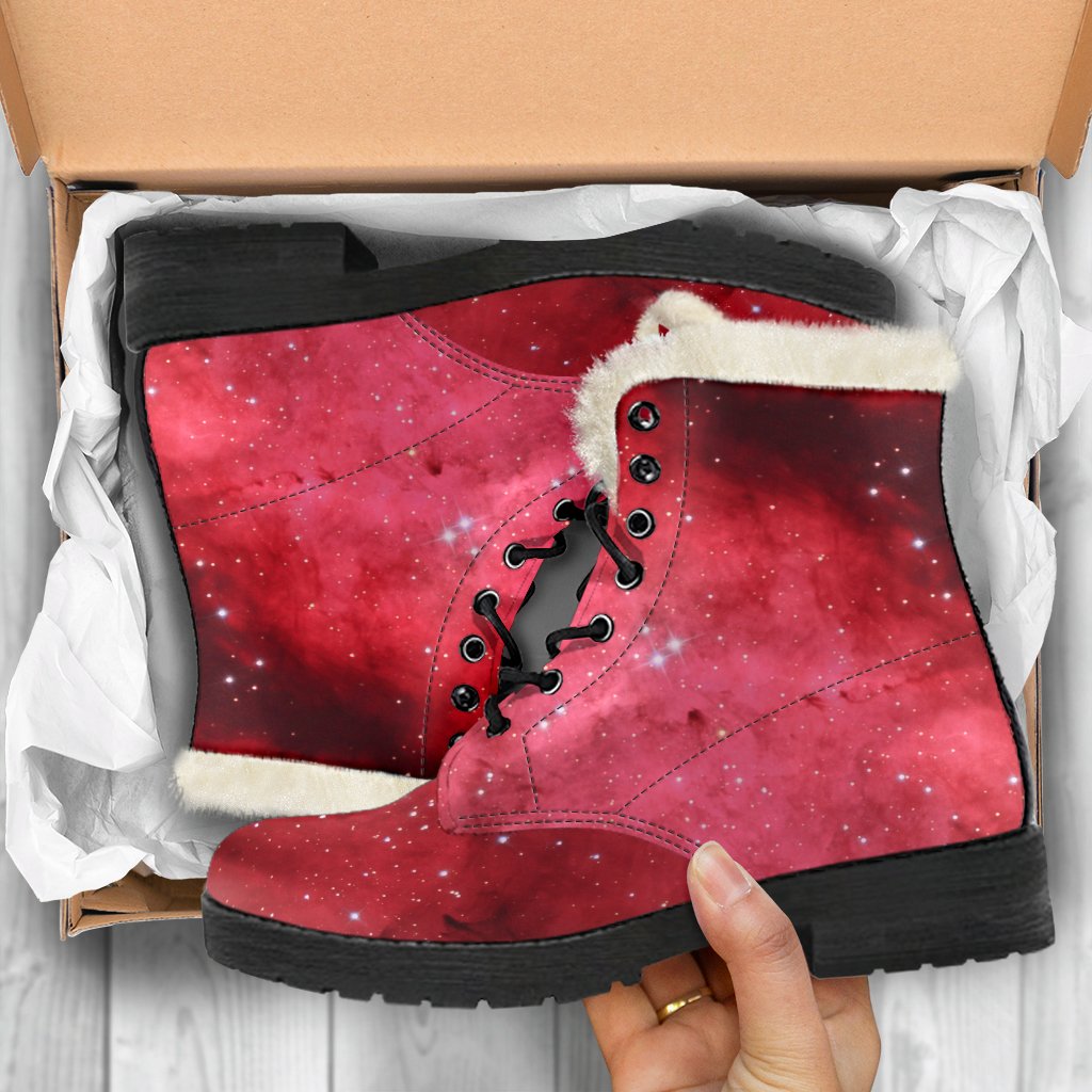 Groovy Galaxy Faux Fur Leather Boots for Free-Spirited Hippies - 5