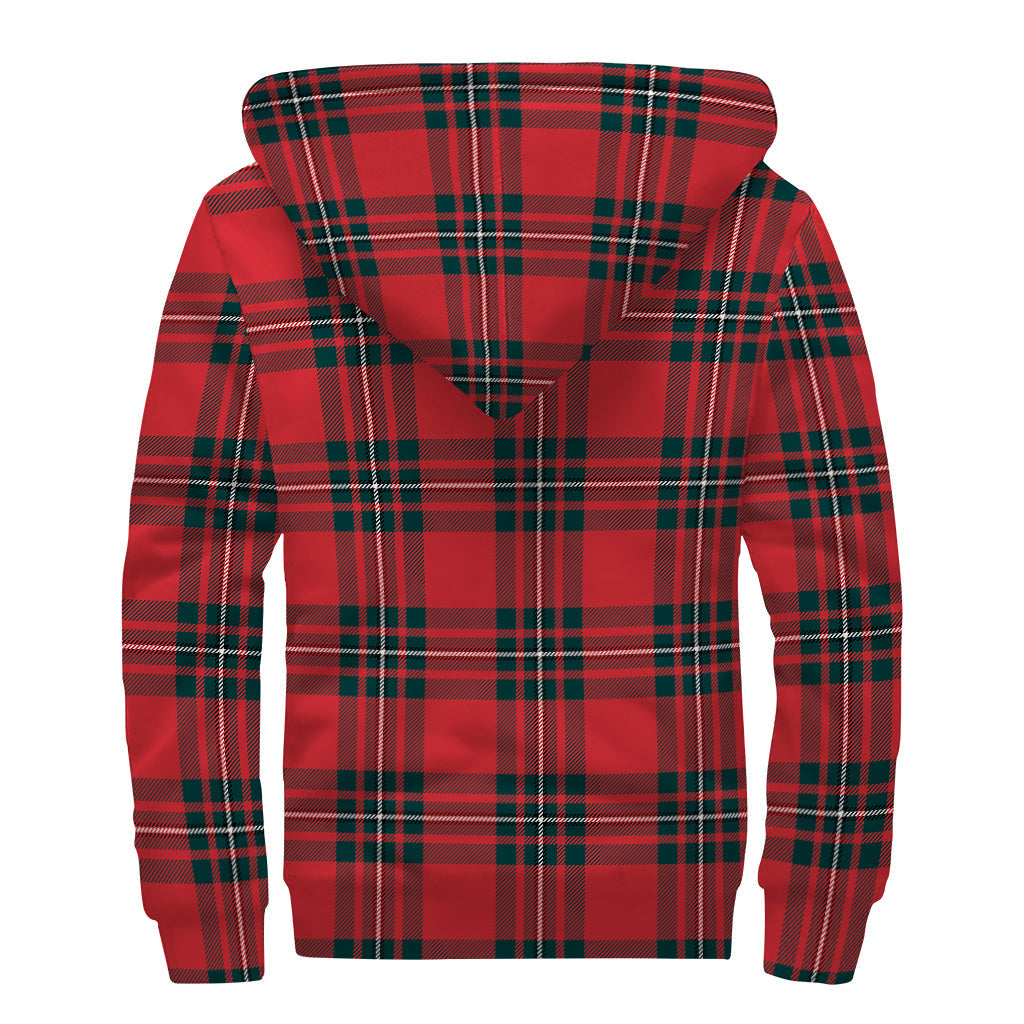 Red Scottish Tartan Sherpa: Cozy Hippie Zip Up Hoodie - 2