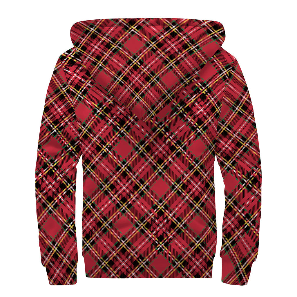 Groovy Red Stewart Tartan Sherpa Lined Zip Up Hoodie for Boho Babes - 2