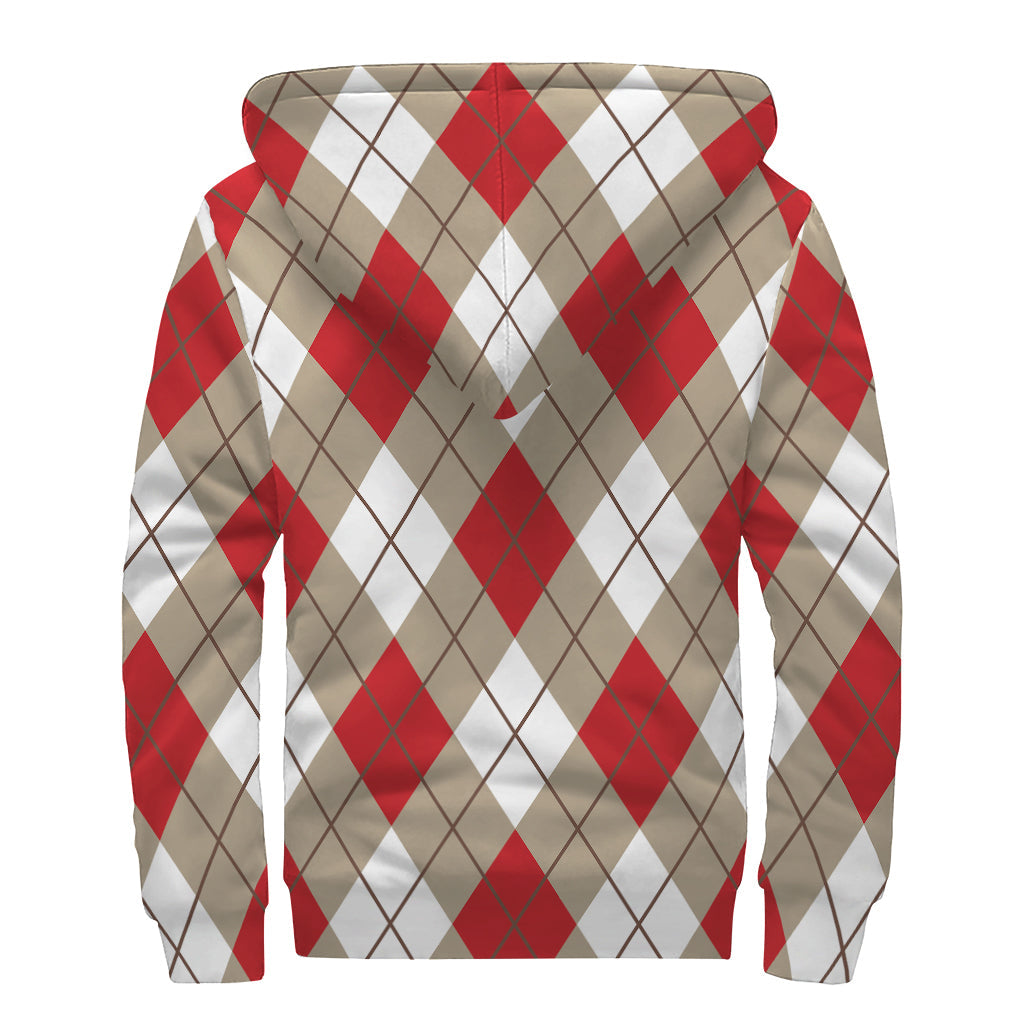 Groovy Argyle Bliss: Sherpa-Lined Zip Up Hoodie for Free-Spirited Hippies - 2