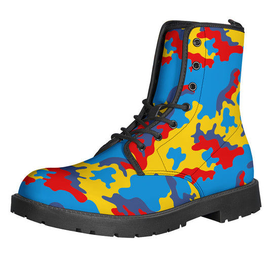 Groovy Camouflage Leather Boots for Modern Hippies - 1