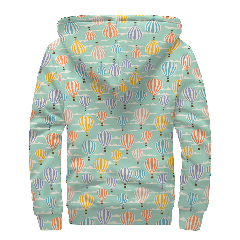 Retro Air Balloon Pattern Sherpa Lined Zip Up Hoodie: Embracing the Hippie Style - 2