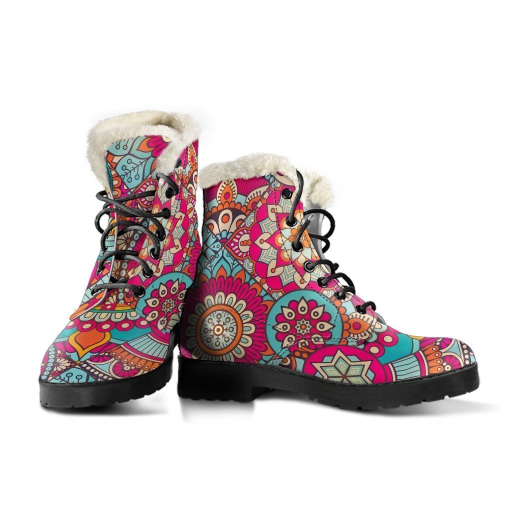 Boho Chic: Faux Fur Leather Boots for Fashionable Hippies - 3