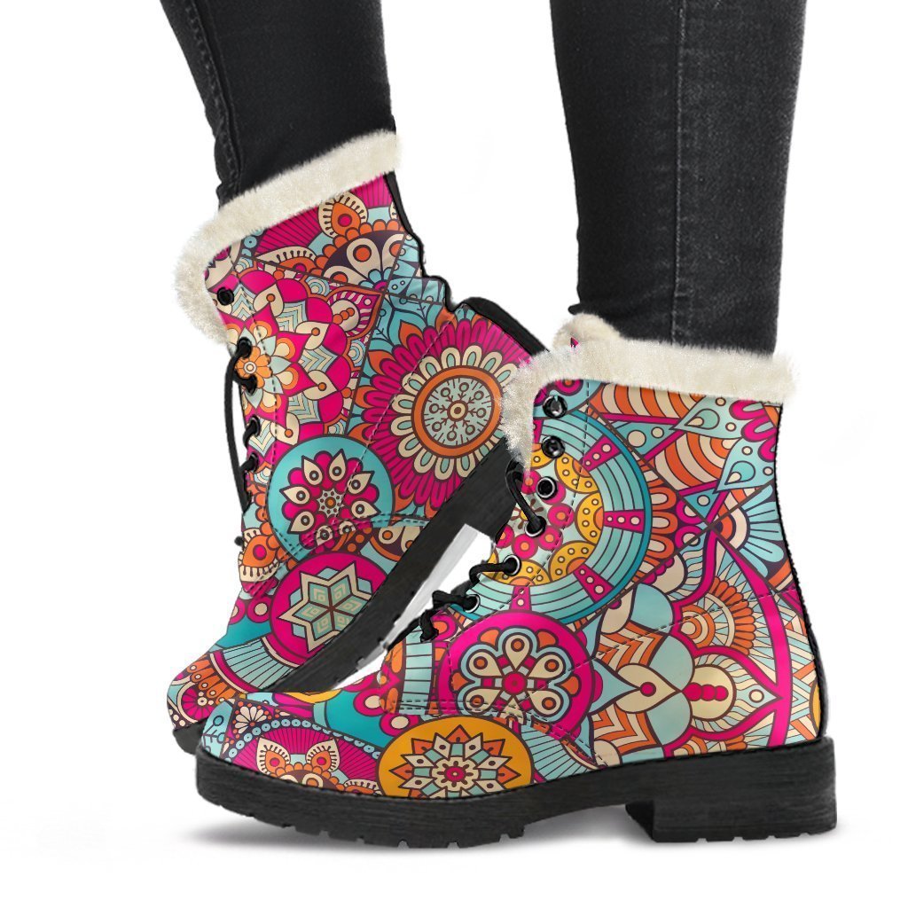 Boho Chic: Faux Fur Leather Boots for Fashionable Hippies - 1