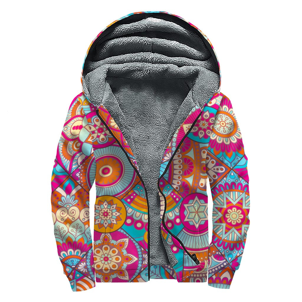 Groovy Bohemian Mandala Sherpa-Lined Hoodie for the Free-Spirited Hippie - 1