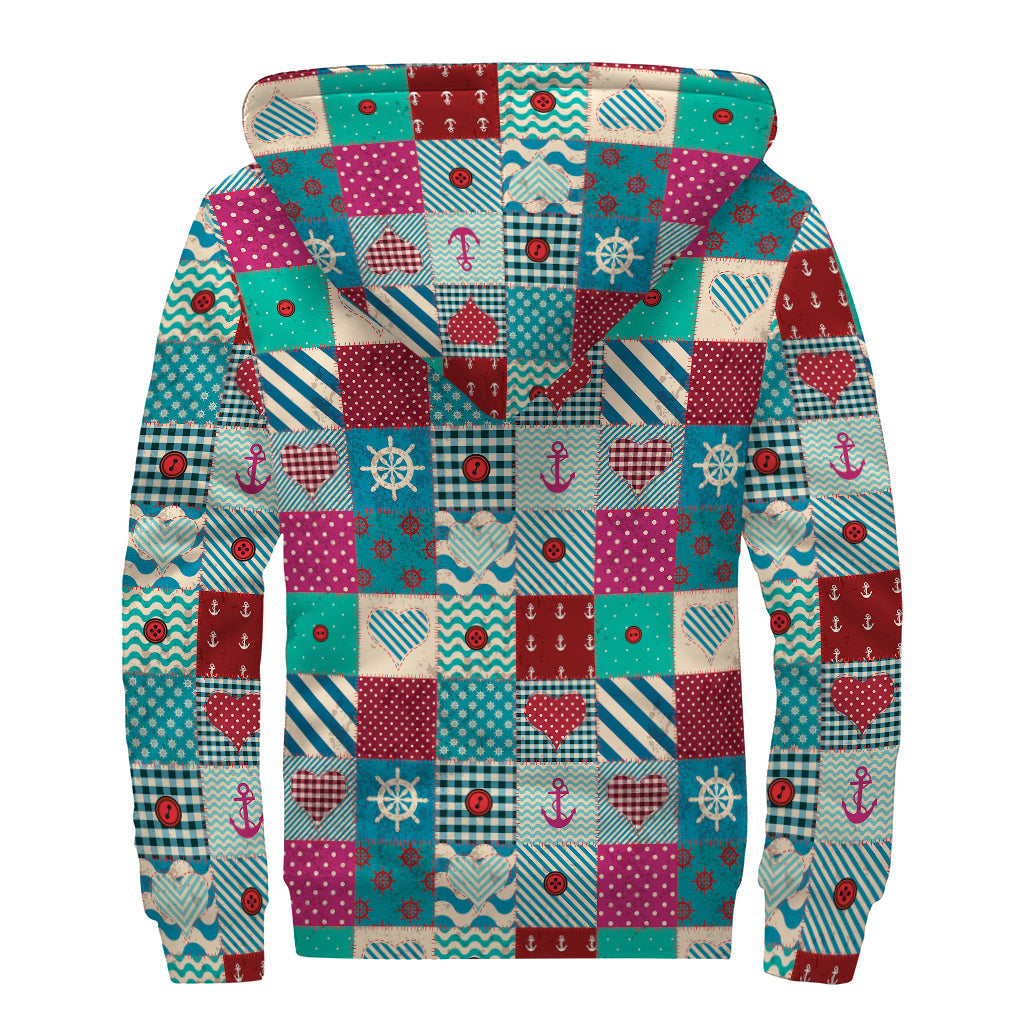 Groovy Patchwork Sherpa Zip-Up Hoodie for Free-Spirited Hippies - 2