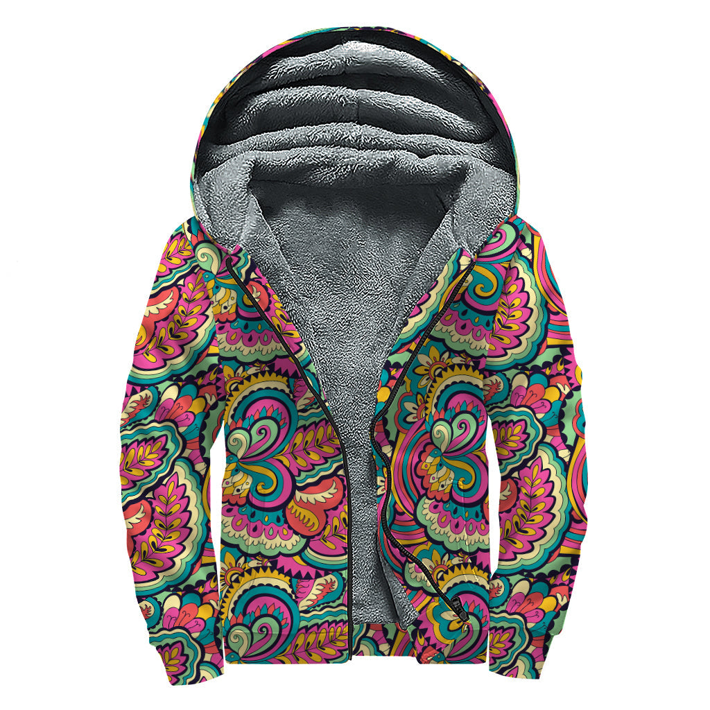 Groovy Sherpa Lined Zip Up Hoodie for Stylish Hippies - 1