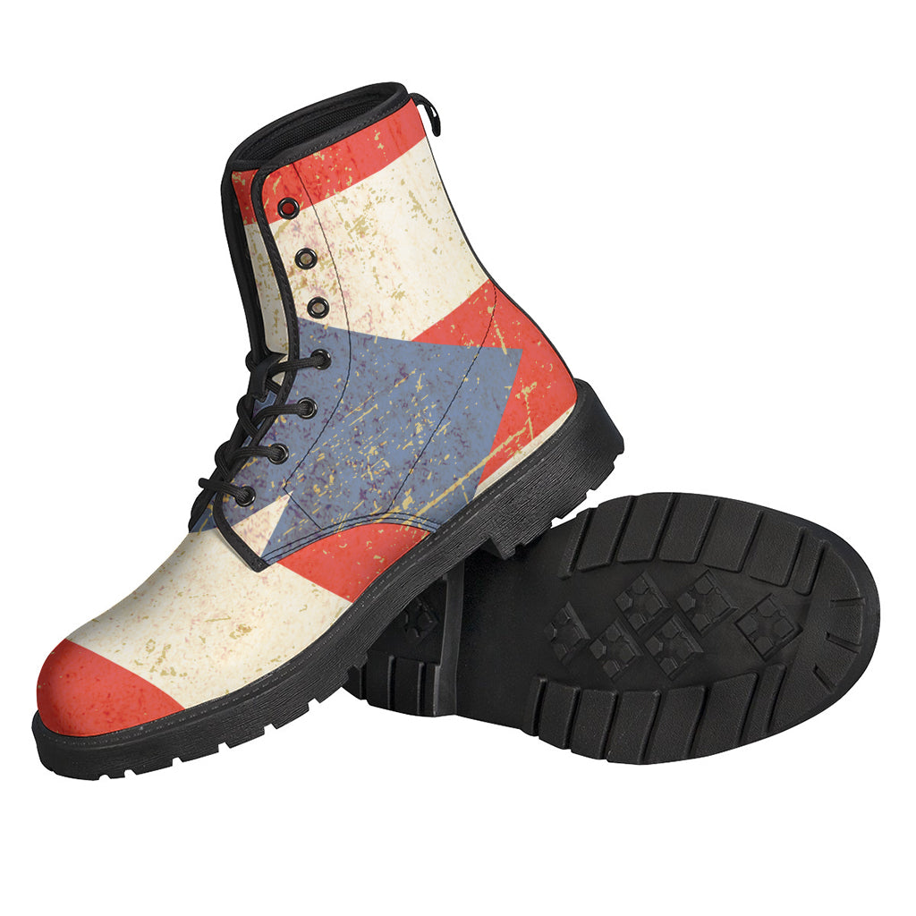 Retro Puerto Rican Flag Print Leather Boots for Stylish Hippies - 2