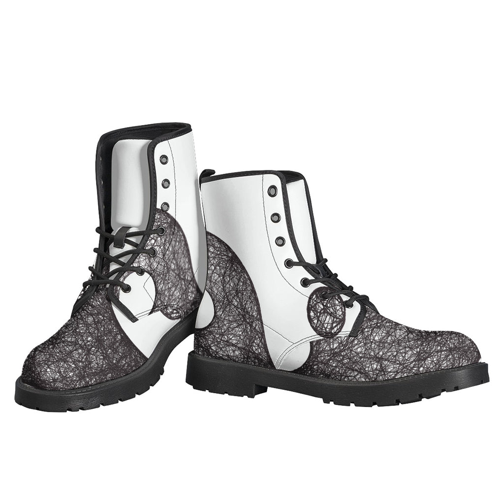 Roots of Freedom: Yin Yang Print Leather Boots for the Modern Hippie - 3