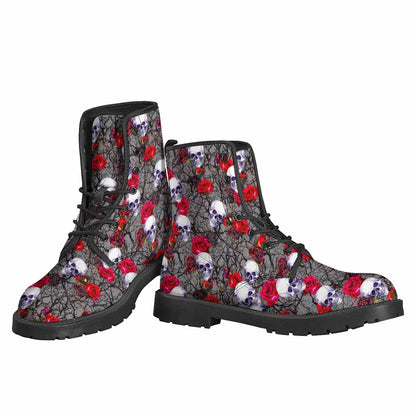 Rose Branch Skull Pattern Lightweight Boots for Boho Chic Hippies - 3