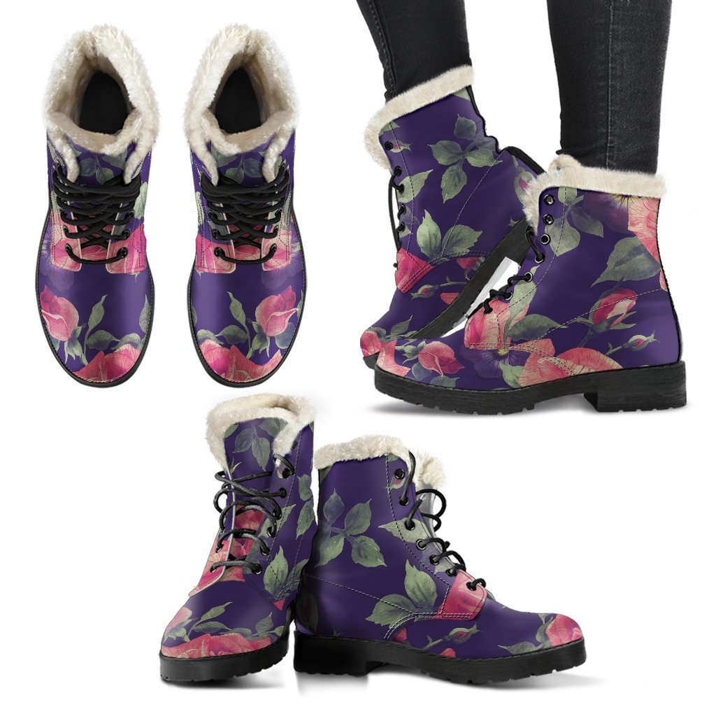 Groovy Floral Faux Fur Leather Boots for the Free-Spirited Hippie - 2