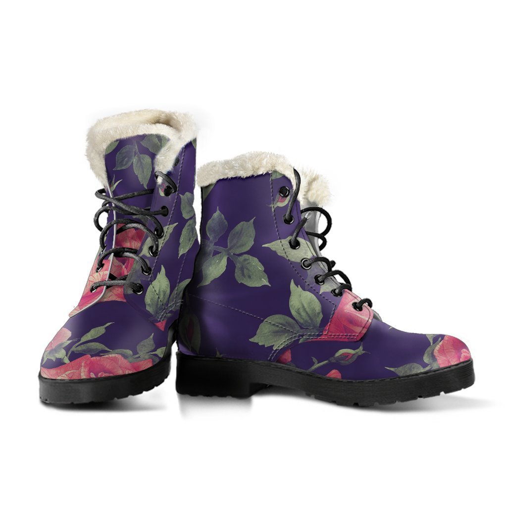 Groovy Floral Faux Fur Leather Boots for the Free-Spirited Hippie - 3