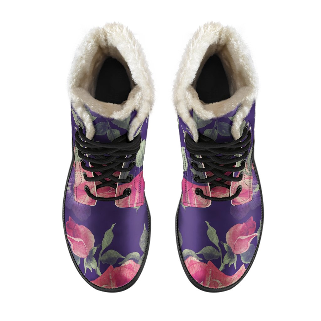 Groovy Floral Faux Fur Leather Boots for the Free-Spirited Hippie - 4