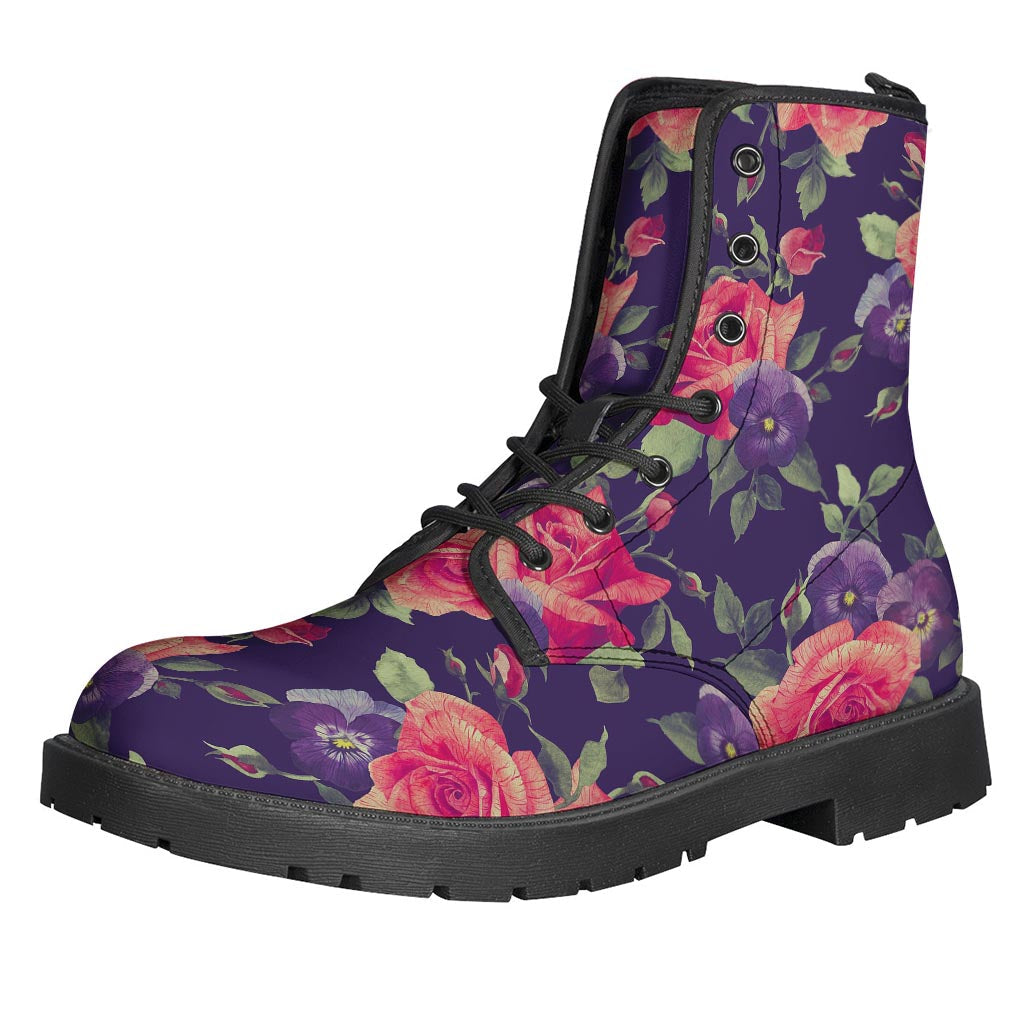 Boho Chic: Rose & Pansy Leather Lightweight Boots for Hippies - 1