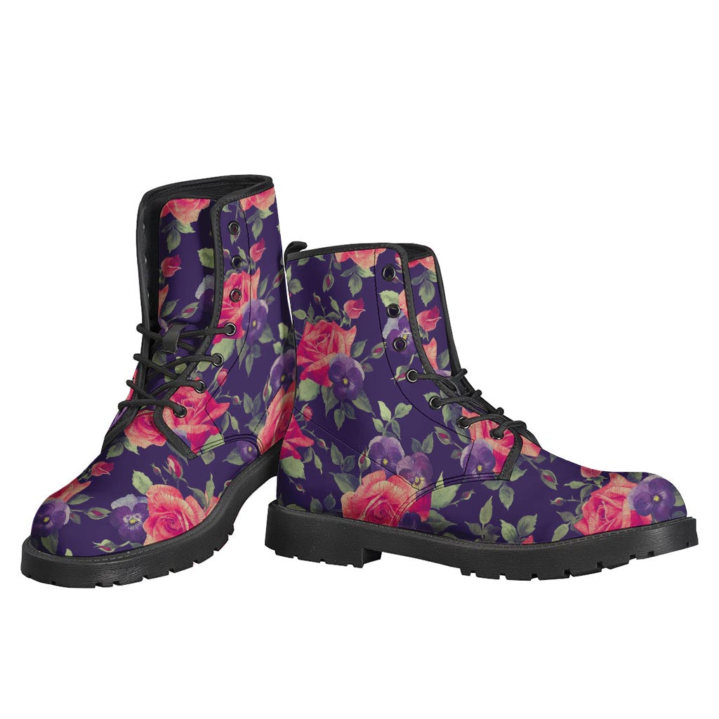 Boho Chic: Rose & Pansy Leather Lightweight Boots for Hippies - 3