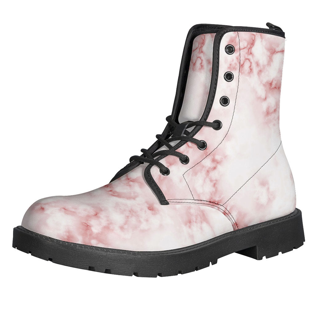 Groovy Rose Pink Marble Print Leather Boots for Free-Spirited Hippies - 1