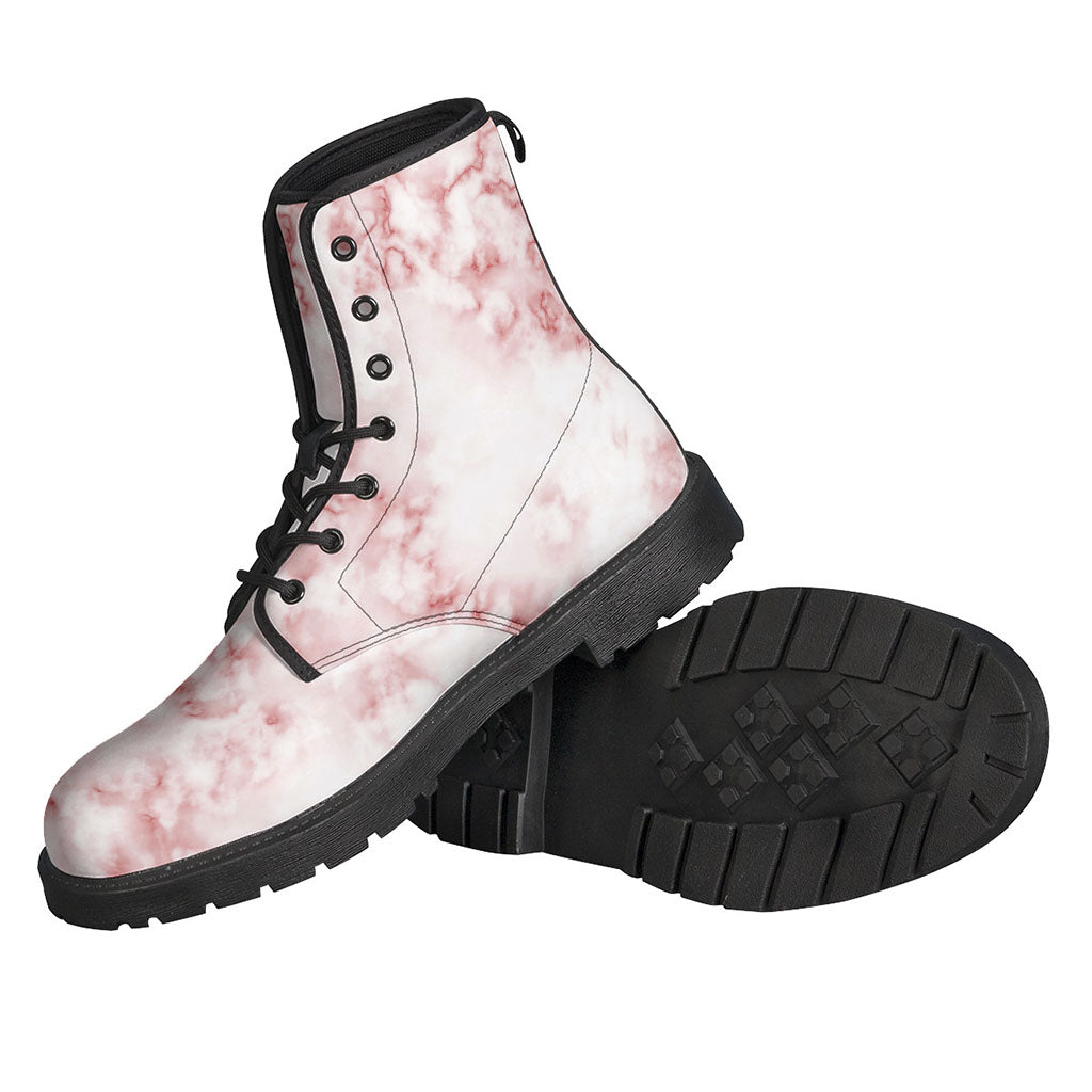 Groovy Rose Pink Marble Print Leather Boots for Free-Spirited Hippies - 2