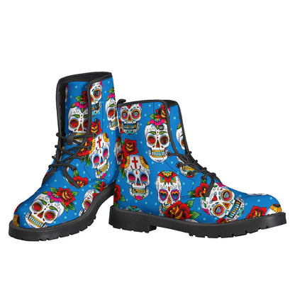 Rose Sugar Skull Lightweight Leather Boots: The Hippie's Choice - 3