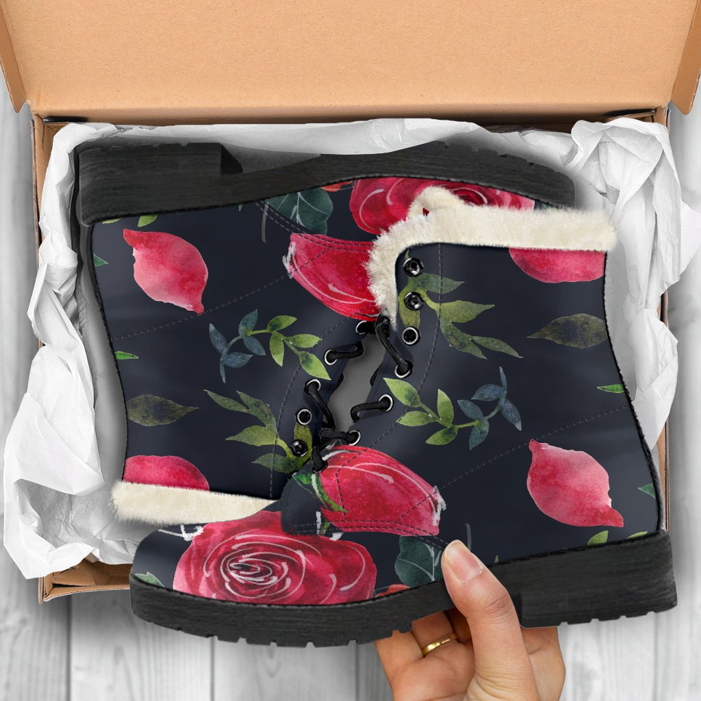 Roses Floral Faux Fur Leather Boots for Bohemian Babes - 5