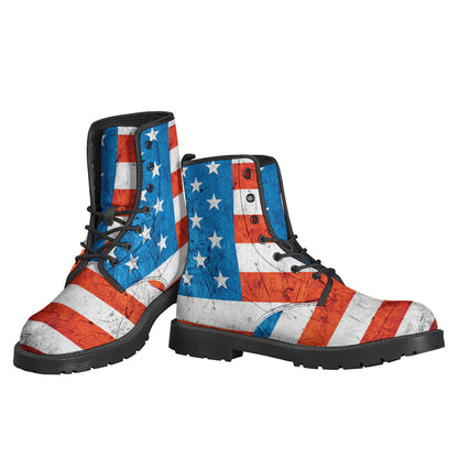 Step into Freedom with the Rough USA Flag Print Leather Boots - The Perfect Choice for Hippies! - 3