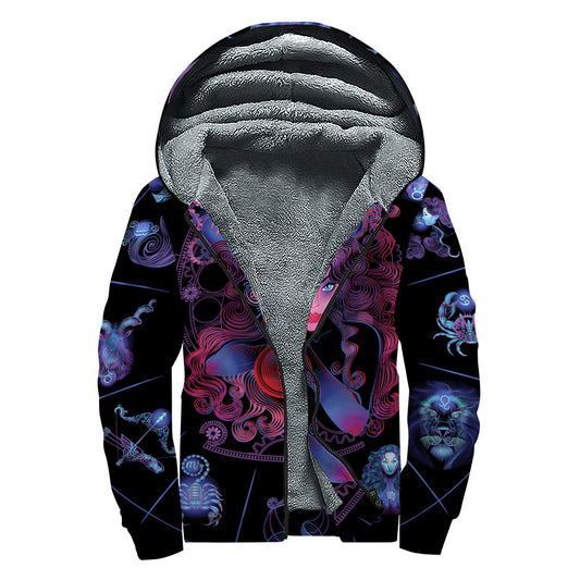 Sagittarius Vibes: Sherpa Lined Zip Up Hoodie For Cosmic Hippies - 1