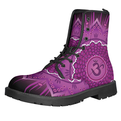 Sahasrara Chakra Mandala Print Leather Boots for Boho Hippies - 1