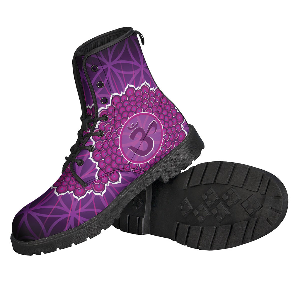 Sahasrara Chakra Spiritual Print Leather Boots for the Free-Spirited Hippie - 2