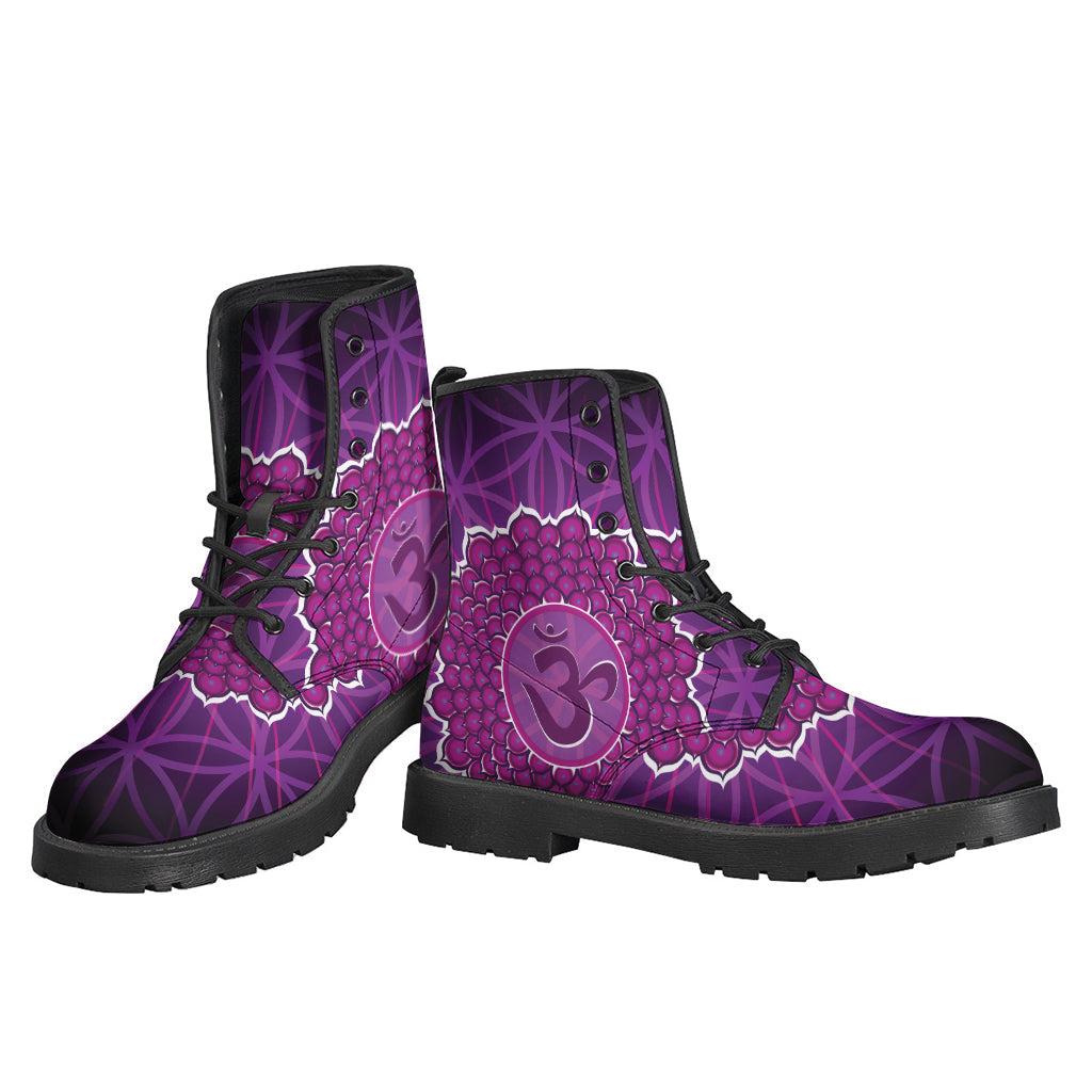 Sahasrara Chakra Spiritual Print Leather Boots for the Free-Spirited Hippie - 3