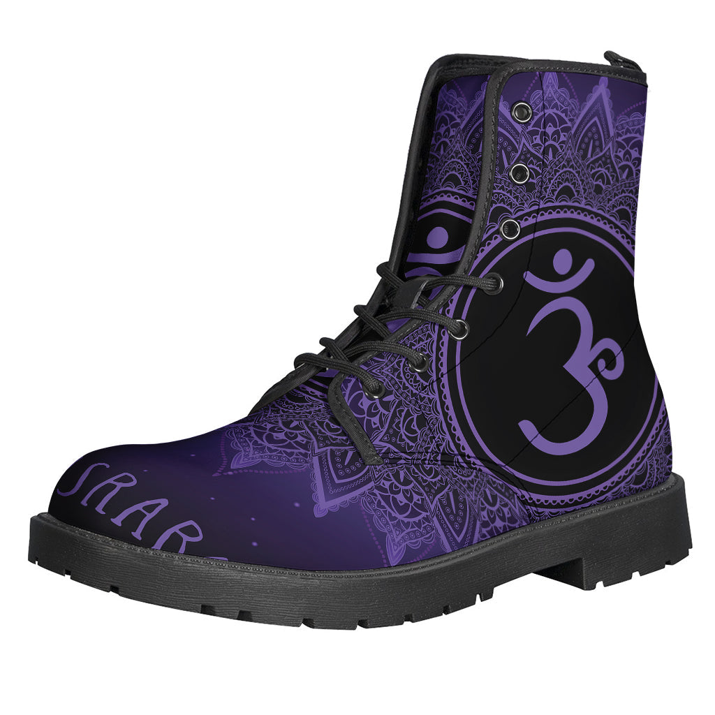 Sahasrara Chakra Symbol Leather Lightweight Boots - Embrace your Inner Hippie Style! - 1