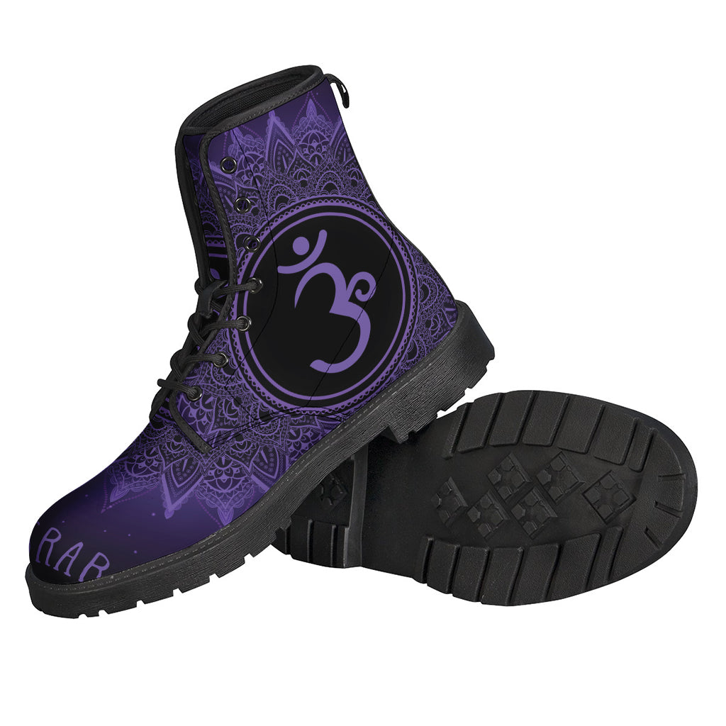 Sahasrara Chakra Symbol Leather Lightweight Boots - Embrace your Inner Hippie Style! - 2