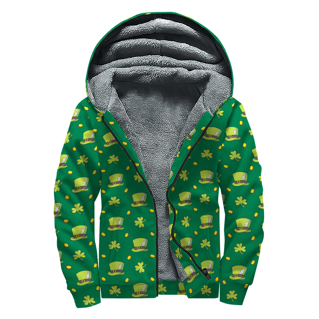 Groovy Saint Patrick's Day Celebration Sherpa Lined Zip Up Hoodie for Peace-Loving Hippies - 1