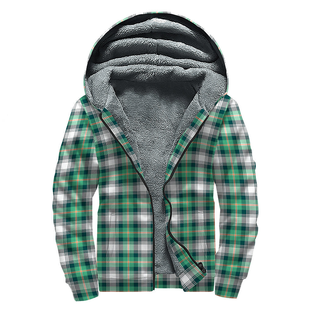 Groovy Chic: Saint Patrick's Day Tartan Pattern Sherpa Lined Zip Up Hoodie - 1