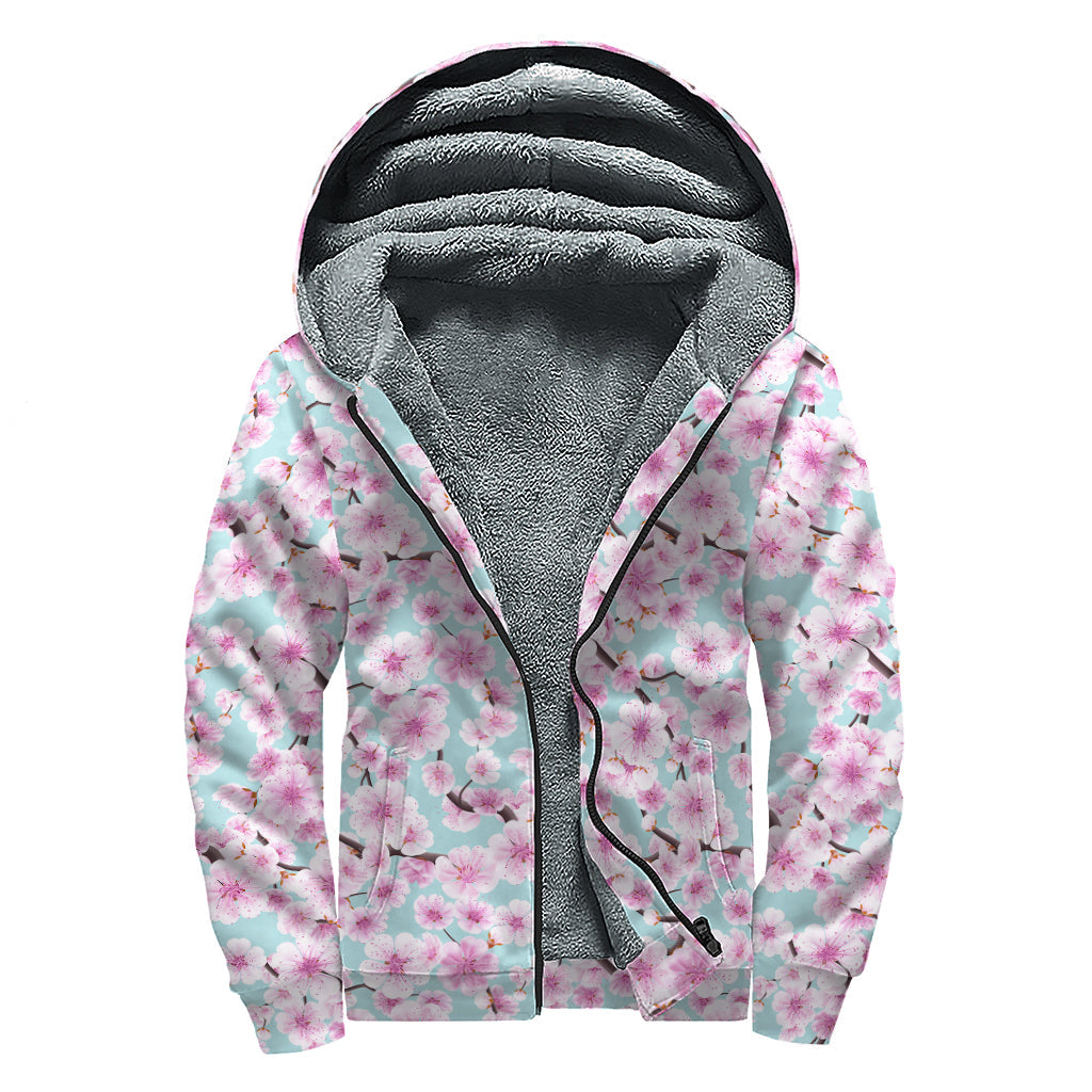 Sakura Dreams: Sherpa Lined Zip Up Hoodie for the Free-Spirited Hippie - 1