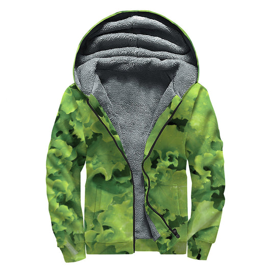 Groovy Greens Sherpa Lined Zip Up Hoodie for Free Spirited Hippies - 1