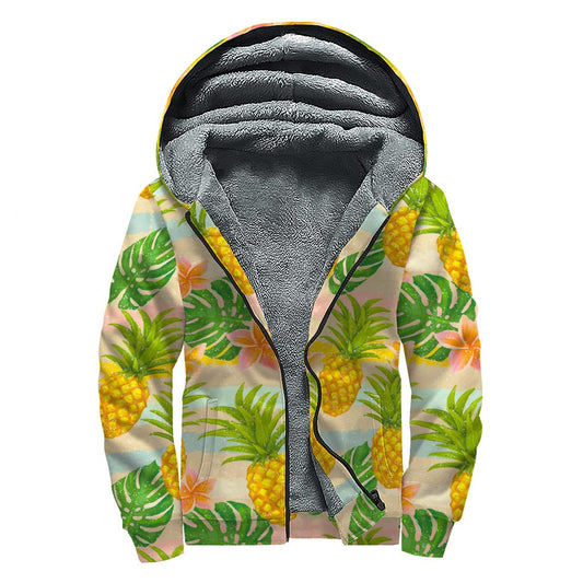 Pineapple Paradise: Sherpa Lined Zip Up Hoodie for True Hippies - 1